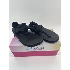 Skechers Yoga Summer Comfort Foam Strap Sandals Black SZ 7 Beach Flip Flop